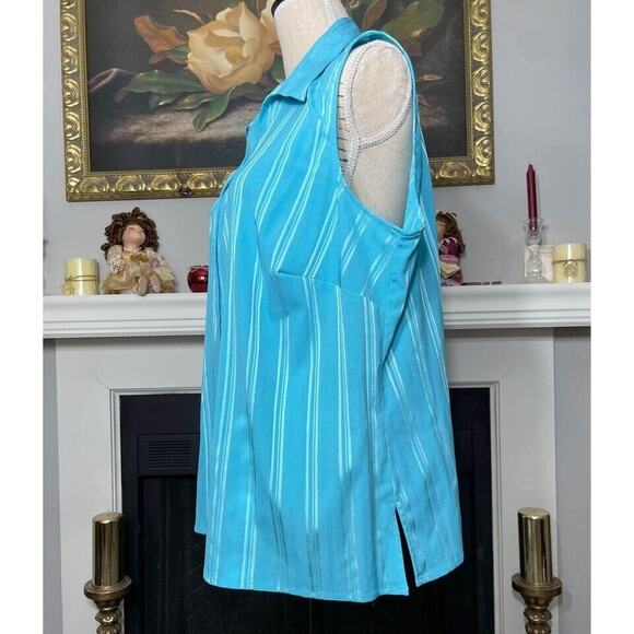 Notations Women’s Stretch Sleeveless Blouse Light Blue Size 1X Button Down - Picture 2 of 5